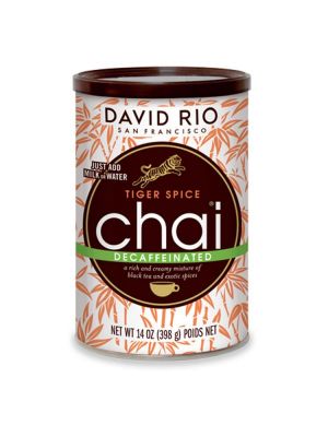 David Rio Tiger Spicy Decaff Chai - BEZ KOFEINU - dóza 398 g + bateriový napěňovač mléka jako DÁREK - 2