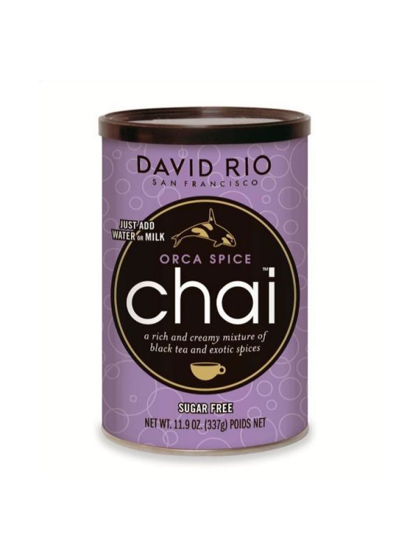 David Rio Orca Spice Sugarfree Chai - bez cukru - dóza 337 g + bateriový napěňovač mléka jako DÁREK - 2