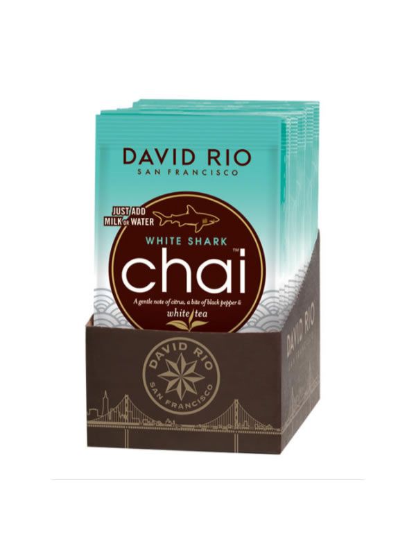 David Rio White Shark Chai - sáčky display 12x28g + bateriový napěňovač mléka jako DÁREK - 2